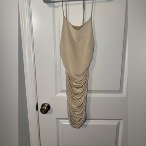 Ruched Cream Mini Dress